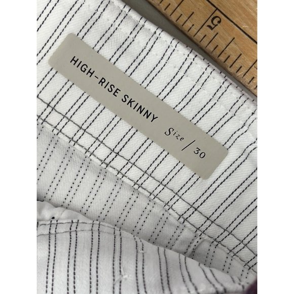 Pilcro and the Letterpress High Rise Skinny Pants Women 30 Stripe White Preppy - Picture 7 of 11